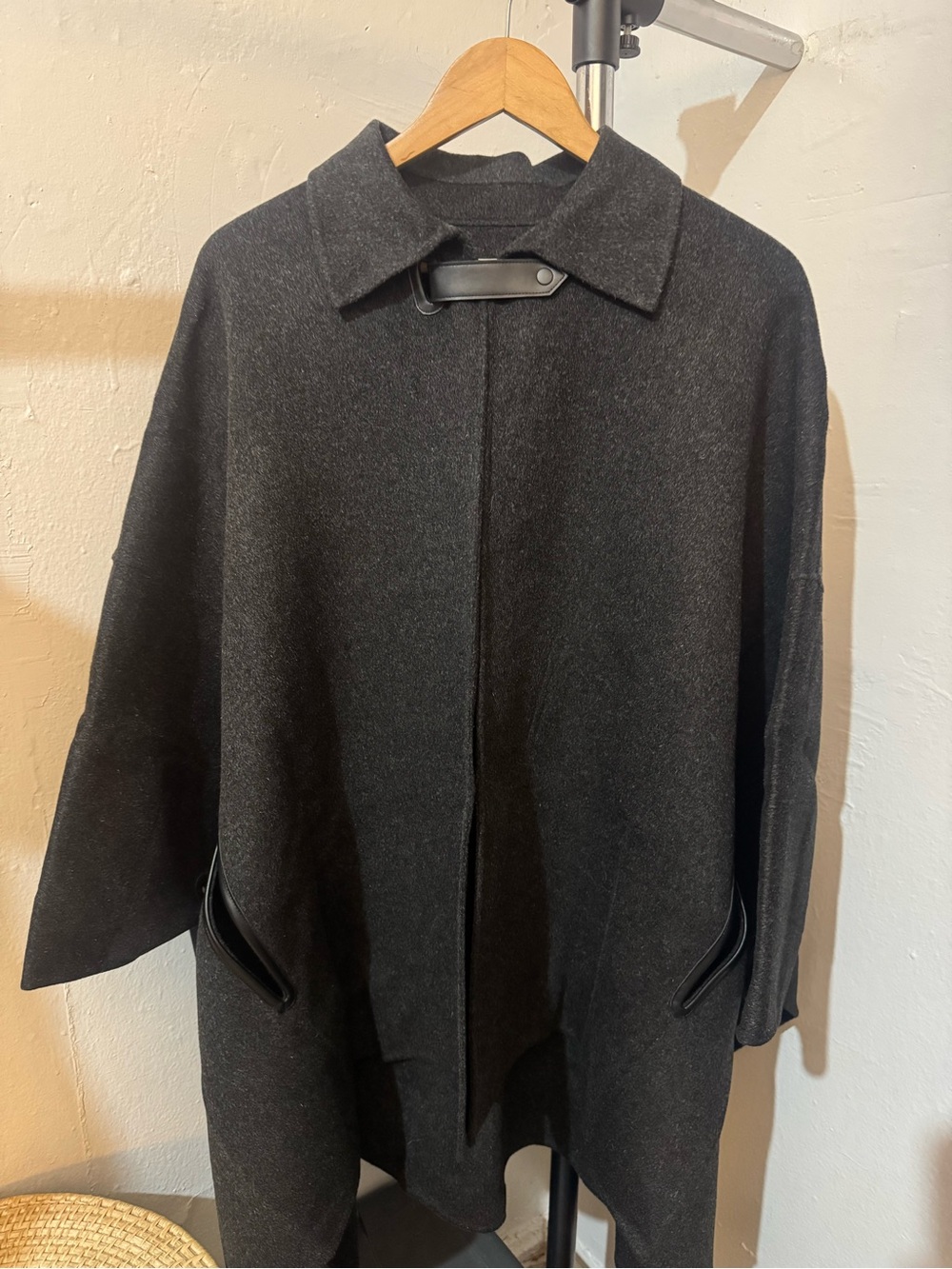 COS Double Faced Wool Cape (Leather Trimmed)